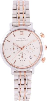 French Connection LUXOR LUXOR Dated Silver Sunray Dial | Women's Chronograph Rose Gold Watch Analog Watch  - For Women