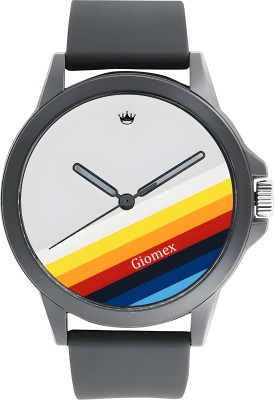 Giomex Multi Color PVC Black 1 Premium Addition Analog Watch  - For Men