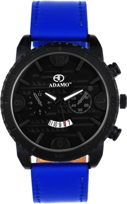 ADAMO Geneva wristwatch / watchs DAY AND DATE FUNCTIONING Black Dial Round Shaped with Synthetic Leather Strap Premium watch for Men and Boys Analog Watch  - For Men