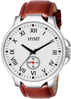 HYMT HMTY-5021 White Dial & Brown Leather Strap for Boys Analog Watch  - For Men