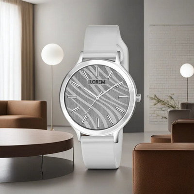 LOREM LR348 Latest Collection Grey Designer Dial-Grey Silicone Strap Analog Watch  - For Women