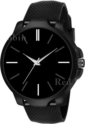 Red Robin LR05-BLK-3K-BLK-SFR Fancy Design Stylish Black Silicone Strap Wrist Watch for Men and Boys Analog Watch  - For Men