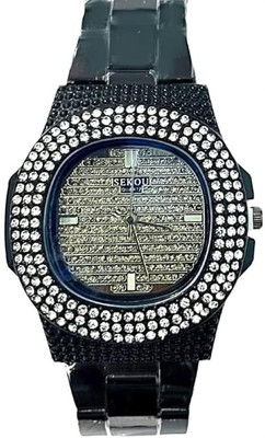 Napp mall Stone Studded Metal Chain Analog Watch for men and women Stylish Pearls Attached Analogue Chain Watch Analog Watch  - For Men & Women