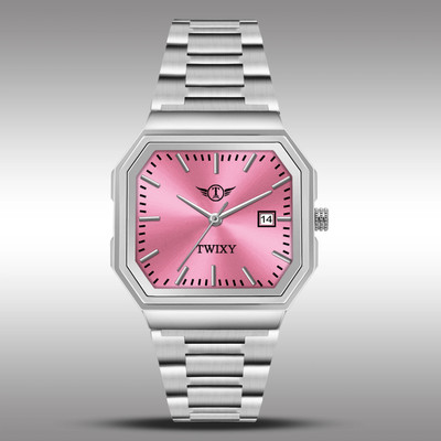 TWIXY TYW-06 PINK UNISEX Square Design Date Function Working Dial & Adjustable Chain Analog Watch  - For Men & Women