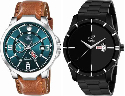 PIRASO D&D 11-605 BLACK CHAIN&D&D P95419 BLUE (ANALOG DAY-DATE WORKING DISPLAY COMBO BLUE&BLACK DIAL&STRAP&CHAIN WATCH FOR MEN Analog Watch  - For Men