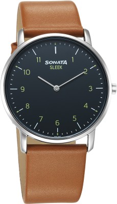 SONATA Sleek 6.0 Analog Grey Dail With Brown Leather Strap Analog Watch  - For Men