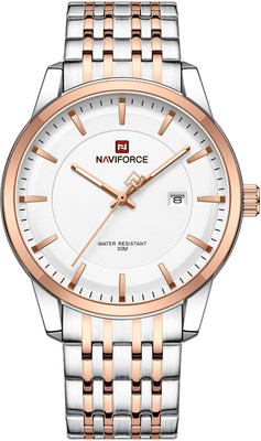 NAVIFORCE NF9228G Classic Exquisite Silver-Rosegold High Quality strap with date edition Analog Watch  - For Men