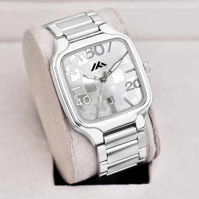 Zabby Allen ZB-809 Silver Square Dial Date Functioning Steel Chain Strap New Quartz Gents Analog Watch  - For Men