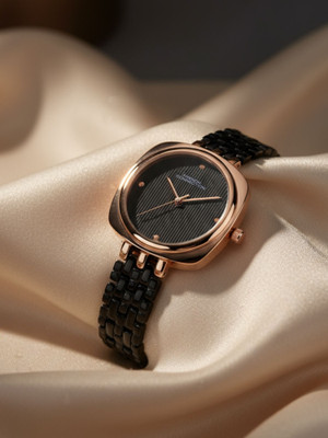 French Connection Fayvora Fayvora Textured Black Square Dial | Analog Watch For Womens Analog Watch  - For Women