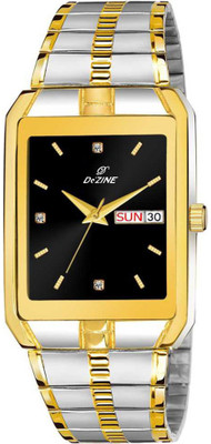 HEMT Dezine Gold Plated Day Date Display Analog Watch  - For Men