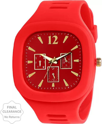 SKYZONE Square Dial Silicone Strap Gift Watch For Boys Skz-046 Analog Watch  - For Men