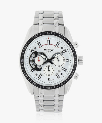 Titan NN90077KM01 Titan Octane Chronograph With Date White Dial Silver SS Strap Analog Watch  - For Men