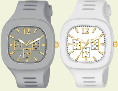 RareEagle Miller Grey & White Combo of 2 Analog Watch Special Summer Collection Analog Watch  - For Men