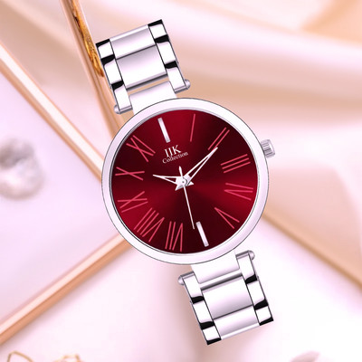 IIK Collection IIK-2064W Girls Watches Red Round Classic Dial with Stainless Steel Bracelet Strap Analog Watch  - For Women