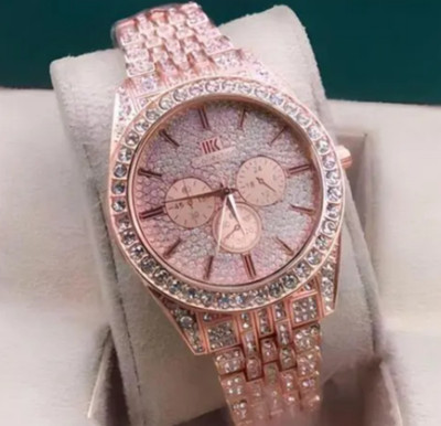 NKBB TRADERS Rose Gold with diamond for Men and women LUXURY FASHION DIAMOND CRYSTAL DIAL STAINLESS STEEL ROSE GOLD TRANDY WATCH Analog Watch  - For Men & Women