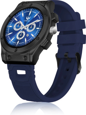 LORENZ Men's Chronograph Watch, Black Case with Blue Dial, Navy Silicone Band, Analog Watch  - For Men