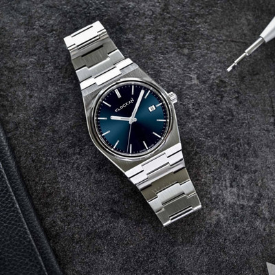 KLOCKAN 217 Men’s Analog Quartz Watch Stainless Steel Chain Blue Dial Date Display Analog Watch  - For Men