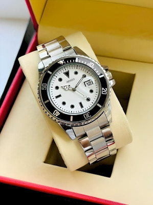 AEKDO DRM009 Stylish Men's Round Dial Watch – Steel Chain, Date Feature, Adjustable Fit Analog Watch  - For Men