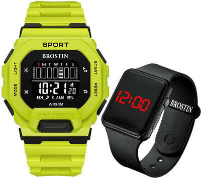 Zyla Brostin-2023 New Sport Stylish Digital Yellow Dial Multi-Function Chrono Slim Look Digital Watch  - For Men