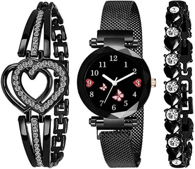 MAHAVIRA COLLECTION magnet_black_butterfly_cos_br Designers Butterfly Dial Magnet Strap Watch For Women Analog Watch  - For Women