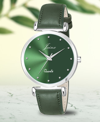 JAINX JW8518 Green Dial Leatherette Strap Analog Watch  - For Women