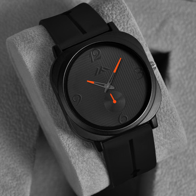 CELESTONE 901 Minimalist Slim Model Black Series Case With Premium Silicone Strap Analog Watch  - For Boys