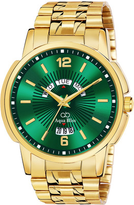 AquaBliss Gold Stainless Steel Day & Date Display Analog Watch  - For Men
