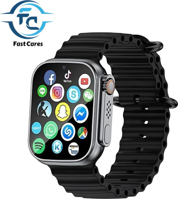 FastCares ((Black Strap Free Size) With Call Function T800 ultra smart watch with wireless charging Smart Watch for Men & Women Digital Watch  - For Men & Women