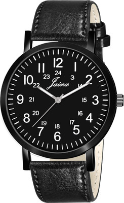 JAINX Black Dial Leather Strap Analog Watch  - For Men