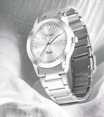 Jaxer Silver Steel Chain Analog Watch  - For Men