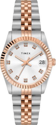 TIMEX Date Display with (Magnifier), Silver Dial Analog Watch  - For Women