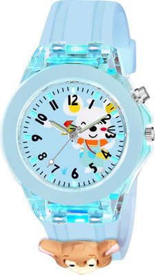 Prozo 7 Color Glowing Disco Light Watch for Boys Girls with 3D Cute Cartoon on Analog Watch  - For Boys & Girls