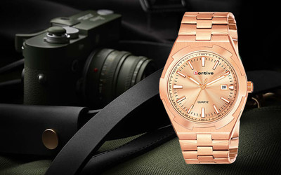 Portive 3001 Portive Casual Sport Analog Watch Black Date Display Stainless Steel Strap Analog Watch  - For Men
