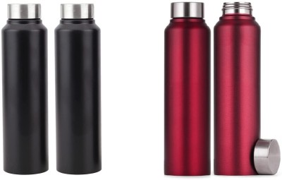 KARFE Stainless Steel Water Bottle for School, Office, Home, Gym 1000 ml Water Bottles(Set of 4, Black, Red)