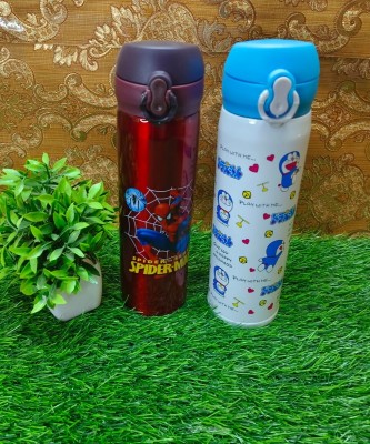 Bhive BHIVE Spider-man & DoremonThemed Stainless steel Water Bottle Combo for Kids 500 ml Water Bottles(Set of 2, Multicolor)