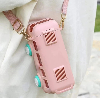 PHDECORATION Bus Shape Water Bottle Interesting Toy Cute Appearance for School Home Office 500 ml Water Bottle(Set of 1, Pink)