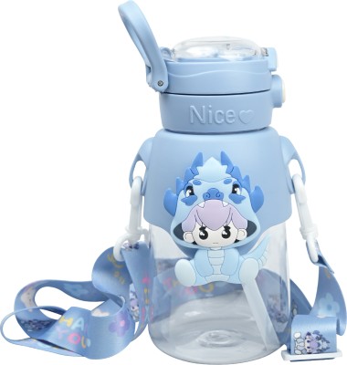 KYLO CuteCharachterWaterBottle|SiporStraw|LeakProof|KidsChoice 500 ml(Blue)