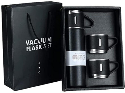 prabhatonline 500 ml Glass Flask(Pack of 1, Black, Pink, Grey)