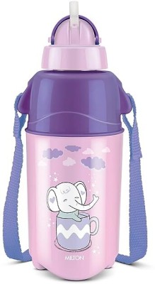 MILTON Kool Trendy 400 Plastic Insulated Water Bottle with Straw for Kids, Purple 370 ml Water Bottle(Set of 1, Purple)