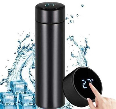 Nidhi LED Temperature Display Vacuum Flask 500 ml Water Bottle(Set of 1, Black)