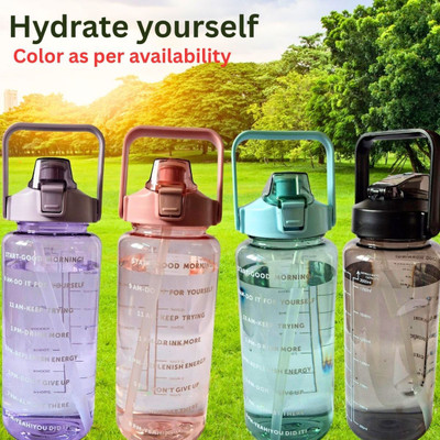 CUbeVentures “Motivational Water Bottle Series” or “Time-Marked Hydration Bottle Series.” 2000 ml Water Bottle(Set of 1, Pink, Black, Green)