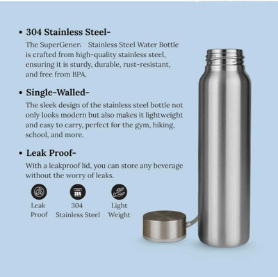 prarambh store 1000 ml Stainless Steel Bottle(Pack of 1, Silver)