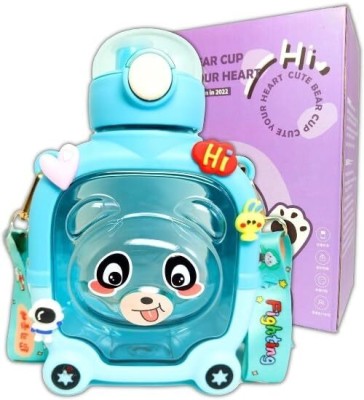 Encore Cute 2 in 1 Sipper Water Bottle, BPA Free Cartoon Bear Shaped Water Bottle 1000 ml(Multicolor)