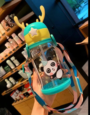GRIVA Deer Horn Multi Design Cute Mix Cartoon Sipper school Bottle for Kids 600 ml Water Bottle(Set of 1, Multicolor)