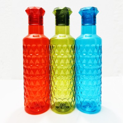 Hozon Diamond Plastic Unbreakable Water Bottle BPA And Leak Free 1000ml x 3 Bottles - 3000 ml Water Bottles(Set of 3, Multicolor)