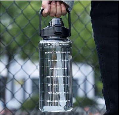 Jhalakriti Large Capacity 2000ml Transparent Motivational Sipper Spill-proof Water Bottle 2000 ml Water Bottle(Set of 1, Multicolor)