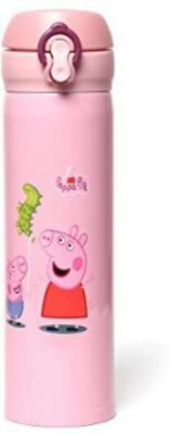 RAREGEAR Stainless Steel Cute Pepa Pig Water Bottle Double Wall Insulation For Kids 400 ml Water Bottle(Set of 1, Pink)