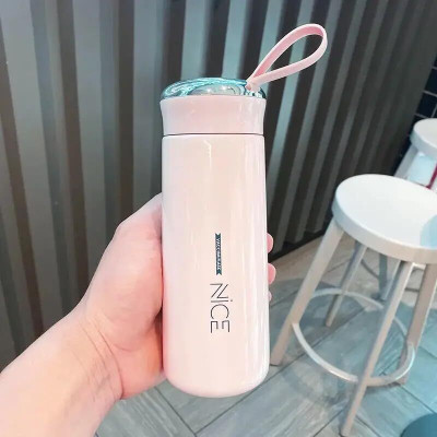 PERIZONE Nice Water Bottle Bpa Free Bottle Glass Inner Liner with Plastic Shell Bottles 400 ml Water Bottle(Set of 1, Multicolor)