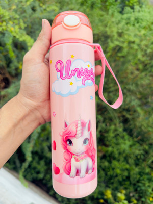 KSWE Kids Unicorn Water Bottle | Cute Sipper Bottle for Girls Boys School Use 900 ml Water Bottle(Set of 1, Pink)