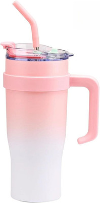 Jaxhom Stainless Steel Water Bottle for Hot and Cold Beverages Tumbler with Straw 1200 ml Water Bottle(Set of 1, Pink)